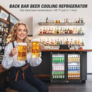 Beverage Refrigerator Under Counter, Back Bar Cooler with 2 Glass Door, Commercial Display Fridge 35.42 Inch Wide 7.4 Cu.Ft, Drink Fridge for Beer Soda Wine, Beverage Cooler for Kitchen Shop Bar by CozyNest Decor