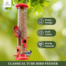 Kingsyard 2 Pack Tube Bird Feeders for Outdoors Hanging, Premium Hard Plastic Bird Feeder with 6 Feeding Ports, Weatherproof & Steel Hanger, Attracting for Wild Birds (Red) by CozyNest Decor