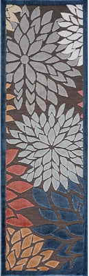 Beverly Rug Outdoor Runner Rug 2x7 Modern Floral Tropical Area Rugs for Indoor and Outdoor Patio Easy to Clean Non Shedding Living Room Porch Garden Washable Outside Carpet (2 x 7 Brown) by CozyNest Decor
