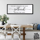 The Best Memories are Made Gathered Around The Table Sign Framed Wall Art, 32''×12'' Rustic Horizontal Plaque with Black Frame for Dinning Living Room, Farmhouse Long Home Family Wood Sign Wall Decor by CozyNest Decor