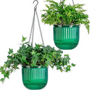 6.5 Inch 2 Pcs Self Watering Hanging Planter Indoor Plant Pots Drainage Holes, Outdoor Hanging Planters Flower Pot Basket, Visible Water Level, Plant Hanger Home Decor, Gardening by GreenHaven Gardens