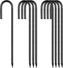 Rebar-Stakes-12-Inch, Ground Stakes Heavy Duty J-Hook Black Coated Anti-Rust Heavy Duty Ground Anchors for Garden Dog Fence Chicken Coop Christmas Decorations Deer Fence 8pcs by CozyNest Decor
