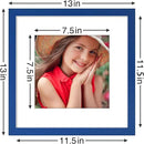 Vittanly 12x12 Picture Frame Set of 9 - Display 8x8 Photos with Mat or 12x12 Without Mat, Wall Mount Frames for Home Decor, Horizontal or Vertical (Blue) by CozyNest Decor