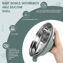 Stainless Steel Toddler Plates with Suction | Non-Slip Divided Baby Plates BPA Free & Non Toxic | Detachable Silicone Base| Dishwasher Safe | Unbreakable Kids Dinnerware 3-Pack by TinyTreasures Baby Boutique