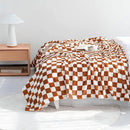 LOMAO Throw Blankets Flannel Blanket with Checkerboard Grid Pattern Soft Throw Blanket for Couch, Bed, Sofa Luxurious Warm and Cozy for All Seasons (Maple Brown, 90"x90") by CozyNest Decor