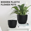 Plant Pots 10/9/8/7.5/7 inch Set of 5,Flower Pots with Multi Mesh Drainage Holes, Large Planters for Indoor Outdoor Garden Plants and Flowers. (Black) by GreenHaven Gardens