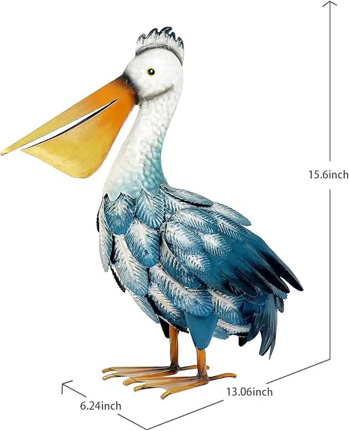 Kircust Pelican Statues, Garden Outdoor Decor Yard Art, Coastal Ocean Metal Bird Sculpture Ornament for Backyard Porch Patio Pond Decorations, photo 4 of 9