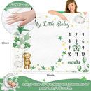 Sleeping Bear Monthly Baby Milestone Blanket Bear Star Balloon Flannel Blanket Boy Newborn Infant Swaddle Growth Chart Baby with Frame for Boys Girls Nursery (Green) by TinyTreasures Baby Boutique