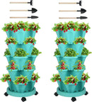 Vertical Planter 5 Tier Stackable Planters Garden Planters Strawberry Herb Flower and Vegetable Planter Indoor Outdoor Gardening Pots with Removable Wheels and Tools by GreenHaven Gardens