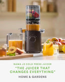 Nama J3 Compact Cold Press Juicer – Space Saving & Self Feeding for Hands-Free Operation – Lightweight, Portable Zero Waste Slow Masticating Juicer – Easy Cleanup & Assembly - Black by CozyNest Decor