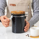 TEDSWAIT Coffee Canisters Airtight Coffee Bean Storage Container Kitchen Stainless Steel Food Storage Container with Scoop Date Tracker & CO2 Valve 61Fl Oz (Diamond Black) by CozyNest Decor
