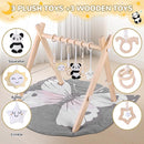 Wooden Baby Play Gym with Mat, Foldable Baby Activity Gyms with 6 Sensory Hanging Panda Toys, Tummy Time Baby Infant Toys (Butterfly) by TinyTreasures Baby Boutique