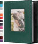 RECUTMS Small Photo Album 4x6 Photos - 52 Photos Small Mini Capacity Premium Leather Cover with Front Window, Mini Book Photo Books for Weddings Family (Dark Green) by TinyTreasures Baby Boutique