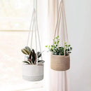 Flexzion Hanging Plant Basket (2 Pack) Cotton Rope Basket Indoor Planter Hanger (up to 7 Inch Flower Pot) Macrame Woven Organizer Bin Home Decor Storage Organizer 20" Hanging Rope, Brown by GreenHaven Gardens
