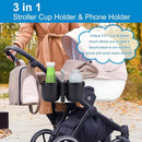 Accmor Stroller Cup Holder with Phone Holder, Universal Cup Holder for Uppababy Nuna Doona Strollers, 2-in-1 Bottle Phone Holder for Bike, Wheelchair, Walker, Scooter by TinyTreasures Baby Boutique