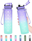Enerbone Water Bottle, Leakproof BPA & Toxic Free, Motivational Water Bottle with Times to Drink and Straw, Fitness Sports Water Bottle with Strap for Office, Gym, Outdoor Sports by CozyNest Decor