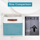 Collapsible Fabric Storage Cubes 11x11 Cube Storage Bins, 4 Pack Closet Baskets Box with Handles for Organizing, Shelf, Toys, Clothes, Home, Office, Nursery (Teal&White) by CozyNest Decor