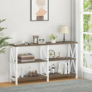 LVB Farmhouse Entryway Table, Industrial Wood Sofa Table with Storage Shelf, Modern Console Tables Behind Couch for Living Room, Wooden Hallway Foyer Table for Front Entry, White Rustic Oak, 55 Inch by CozyNest Decor