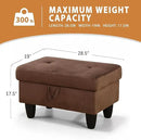 Ottoman Rectangular Storage Ottoman Bench, Flannel Footrest Stool Footstool with Lid for Living Room, Bedroom, Entryway, Chocolate, 28.5"x19"x17.5" by CozyNest Decor