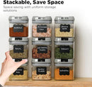 Shazo 9 PC Airtight Food Storage Containers - BPA Free Clear Plastic Snack & Spice Containers with Easy Lock Lids - Kitchen and Pantry Organization for Herbs, Coffee, Tea - 0.5L / 2.1 Cups by CozyNest Decor