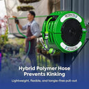 Macnaught Retractable Garden Hose Reel, 60 Ft Water Hose Reel Heavy Duty Retractable Hose with Metal 180° Swivel Rotation Bracket for Wall Mount - Green by GreenHaven Gardens