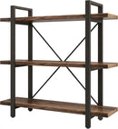 3 Tier Bookshelf Modern Rustic Open Bookshelf Office Solid Wood Bookcase and Book Shelves Wood and Metal Shelving Unit,Distressed Brown (AY-02-3Tier) by CozyNest Decor