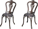 Outdoor Dining Chair Cast Aluminum Patio Chairs Set of 2 All-Weather Patio Dining Chair with Adjustable Feet for Backyard Garden (Crown Chair) by GreenHaven Gardens