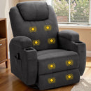 Recliner Chair, 360° Swivel Rocker Chair for Adults, Rocking Recliner Chair with Massage, Comfy Single Sofa with Side Pockets Cup Holders for Living Room, Bedroom, Nursery (Fabric, Dark Gray) by TinyTreasures Baby Boutique