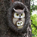 Owl Tree Hugger Whimsical Tree Sculpture Garden Statues Outdoor Tree Face Decor Garden Peeker Yard Art Decorations (Mom and Baby Owl) by GreenHaven Gardens