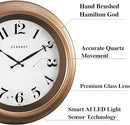 CLXEAST 18 Inch Glow in The Dark Wall Clocks for Living Room Decor, Large Illuminated Gold Wall Clock,Antique Brushed Gold,House Warming Gifts New Home by CozyNest Decor