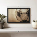 Elephant Stock Worn Soccer Ball Wall Art - Horizontal Framed Canvas - 1-Piece Living Room Wall Decor - Photography sports Canvas Print - Brown and Gray Decor for Wall - 13" X 9" by CozyNest Decor