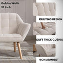 48”Small Loveseat Sofa, Modern Sherpa Upholstered Mini Couch 2-Seater Fluffy Love Seat with Quilting Backs and Wood Legs for Living Room, Bedroom and Small Space, White by CozyNest Decor