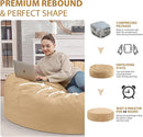 7FT Bean Bag Chair, Large Bean Bag Chairs with Memory Foam Filled, Fluffy Beanbag Sofa with Dutch Velvet Cover, Round BeanBag Chairs for Living Room, Playroom - Khaki by TinyTreasures Baby Boutique