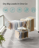 SONGMICS Clothes Drying Rack, with Sock Clips, Metal Laundry Rack, Foldable, Space-Saving, Free-Standing Airer, with 2 Height-Adjustable Gullwings, Indoor Outdoor Use, White and Gray ULLR052W02 by TinyTreasures Baby Boutique