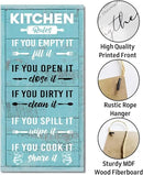 Hanging Kitchen Rules Wood Decor Sign, Rustic Kitchen Wooden Signs, Printed Wood Wall Art Sign, Kitchen Door Rules Rustic Sign, Hanging Wood Sign Kitchen Decor, Funny Farmhouse Kitchen Wall Décor G1 by CozyNest Decor