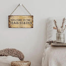 SENJIAN Rustic Train Station Wood Decor Sign, Retro Welcome to the Train Station Printed Wood Sign Wall Art, Hanging Door Sign, Decorative Wood Sign Home Decor 12" x 6" by CozyNest Decor