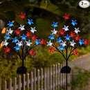 2 Packs Solar 4th of July Decorations Outdoor Lights, Solar Red White and Blue Star Pathway Lights, Waterproof Outdoor Patriotic Decorations Lights for July 4th Memorial Day Garden Yard Pathway Grave by GreenHaven Gardens