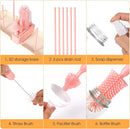 Portable Baby Bottle Brush Set - 7 in 1 Baby Bottle Cleaner Kit, Baby Travel Essential Bottle Washing Kit with Silicone Bottle Brush, Nipple Brush, Straw Brush, Drying Rack for Home and Travel (Pink) by TinyTreasures Baby Boutique