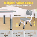 FUNLIO Kids Table and 4 Chairs Set for Ages 3-8, Height Adjustable Toddler Table and Chair Set, Easy to Wipe Arts & Crafts Table, for Classrooms/Daycares/Homes, CPC & CE Approved (5-Piece Set) - Gray by CozyNest Decor