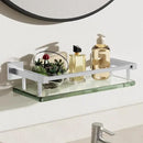 Alise Glass Shelves for Bathroom Wall, Tempered Glass Bathroom Shelf Wall Mounted, Modern Space Saving Floating Shelves 12 inch, Brushed Nickel by CozyNest Decor