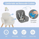 BABY JOY Baby High Chair, 3-in-1 Convertible Wooden Highchair for Babies & Toddlers, Infant Feeding Chair w/ 5-Point Safety Harness, Footrest, Adjustable Legs, Removable Tray & PU Cushion (Dark Gray) by TinyTreasures Baby Boutique