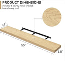 Fun Memories 55 Inch Floating Shelves - 9 Inch Deep Rustic Wooden Wall Shelves - Extra Deeper & Thicker Wall Mounted Storage Shelf for Living Room, Kitchen, Farmhouse - 55" W x 9" D x 1.8" H - Oak by CozyNest Decor