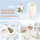 Collapsible Baby Bathtub with Soft Towel and Floating Cushion, Infant Bathtub for Newborn to Toddler (0-18 Month), Portable Baby Bath Tub for Travel (Brown Bear) by TinyTreasures Baby Boutique