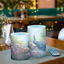 Flickering Flameless Candles, Peacock Flowers LED Candles with Remote Timer, Set of 2 Battery Operated Candle for Valentine Wedding Birthday by GreenHaven Gardens