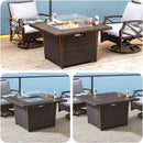 42 Inch Outdoor Propane Fire Pit, 50,000 BTU Gas Fire Pit Table with Lid, Wind Guard, Cover, and Glass Stones, Brown Squre Rattan Gas Firepit Table for Patio, Terrace, Garden, CSA Certification by GreenHaven Gardens