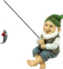 Design Toscano Ziggy with Fishing Pole Garden Gnome Indoor/Outdoor Shelf Sitter Statue, 9 Inch Tall, Cast Stone Resin, Full Color Finish by GreenHaven Gardens