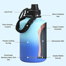 DRINCO Stainless Steel Water Bottle Spout Lid Vacuum Insulated Double Wall Water Bottle(64oz 40oz 32oz 22oz 18oz 14oz) Leak Proof Keep Cold Sport Camping Hiking (64 oz, 64oz Morning Sky Blue) by CozyNest Decor