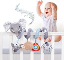 Jollybaby Baby Car Seat Stroller Toys, Plush Activity Hanging Spiral Activity Pram Crib with Music Box, Rattles, Squeaker for Babies Infant Boys Girls (SZ Gray Elephant) by TinyTreasures Baby Boutique
