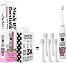Kids Electric Toothbrush - Rechargeable Vibrating Toothbrush with Timer, Includes 6 Replacement Heads, Gently Cleans Teeth, for Girls and Boys, Kids & Toddlers Age 2+, Cheetah by TinyTreasures Baby Boutique