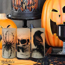 Wondise Halloween Flickering Flameless Candles with 6hrs Timer, Battery Operated LED Real Wax Candles Set of 3 Skull, Spider Web, Crow Raven Decals Halloween Home Decoration Gifts(3 x 3 x 6 Inch) by CozyNest Decor